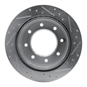 Cadillac DTS Brake Rotor (1) - Rear Left - R1 Concepts - Drilled & Slotted - Silver - `00-`11